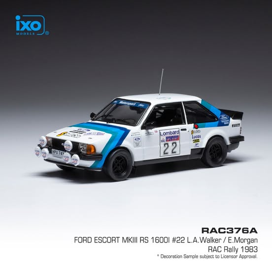 FORD ESCORT MKIII RS 1600I #22 L. A. WALKER /E. MORGAN RALLY RAC 1983