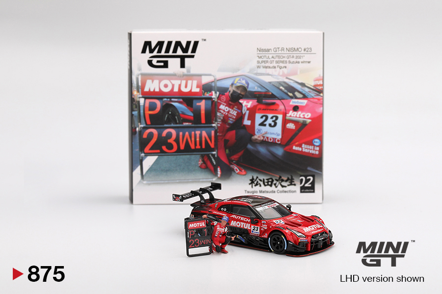 NISSAN GT-R (R35) NISMO "MOTUL AUTECH GT-R" #23 T.MATSUDA W/ FIGURE - SUPER GT SERIES SUZUKA 2021
