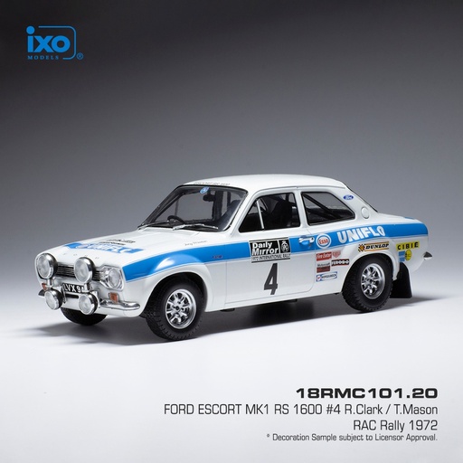 [18RMC101.20] 1:18 FORD ESCORT MKI RS 1600 #4 CLARK / MASON RALLYE RAC - 1972
