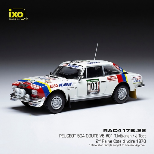 [RAC417B.22] 1:43 PEUGEOT 504 COUPE V6 #01 T.MAKINEN /  J. TODT - RALLY COTE D'IVOIRE 1978