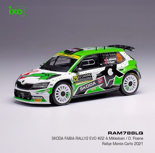 [RAM788LQ] SKODA FABIA RALLY 2 EVO #25 A. MIKKELSEN / O. FLOENE - RALLYE MONTE CARLO 2021 