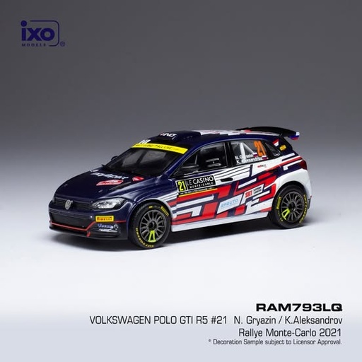 [RAM793LQ] 1:43 VOLKSWAGEN  POLO GTI R5 #21 N. GRYAZIN / K. ALEKSANDROV RALLYE MONTE CARLO 2021